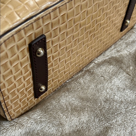 Dooney & Bourke Tan Woven Tote with Dark Brown Trim - Picture 2 of 7